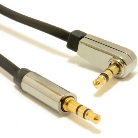 CABLU audio GEMBIRD stereo (3.5 mm jack T/T), 1.8m, conectori auriti, un conector 90 grade, black &quot;CCAP-444L-6&quot; (include TV 0.06 lei)