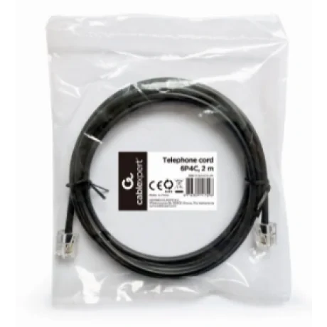 CABLU TELEFONIC GEMBIRD 6P4C,  2m, round, black, &quot;TC6P4CR-2M&quot; (include TV 0.06 lei)