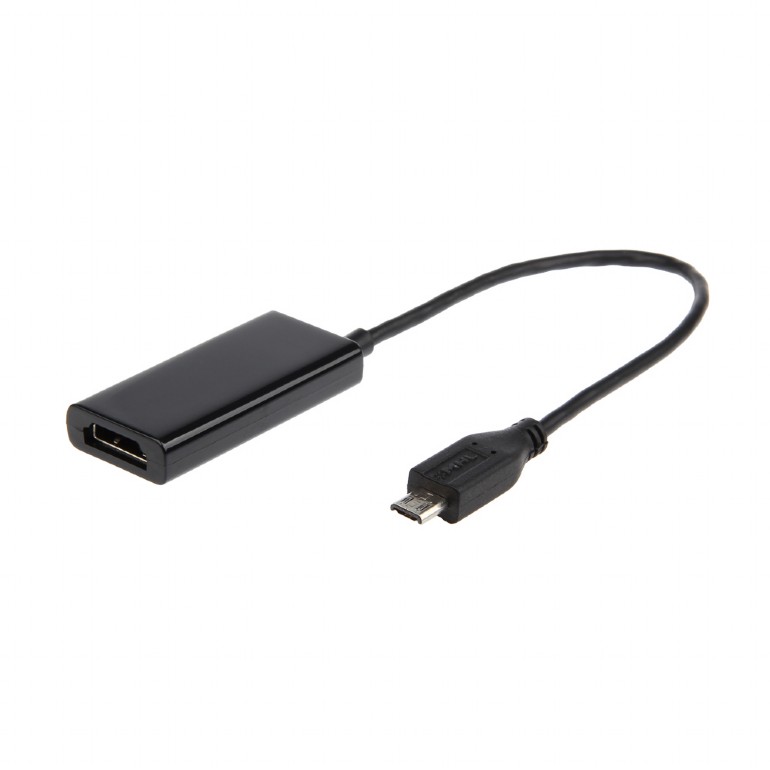 CABLU video GEMBIRD, adaptor Micro-USB (T) la HDMI (M), 16cm, rezolutie maxima Full HD (1920 x 1080) la 60Hz, conecteaza smartphone Samsung cu mufa 11-pin MHL la TV, negru, "A-MHL-003" (include TV 0.06 lei) thumb