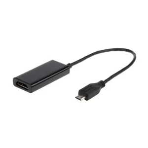 CABLU video GEMBIRD, adaptor Micro-USB (T) la HDMI (M), 16cm, rezolutie maxima Full HD (1920 x 1080) la 60Hz, conecteaza smartphone Samsung cu mufa 11-pin MHL la TV, negru, &quot;A-MHL-003&quot; (include TV 0.06 lei)