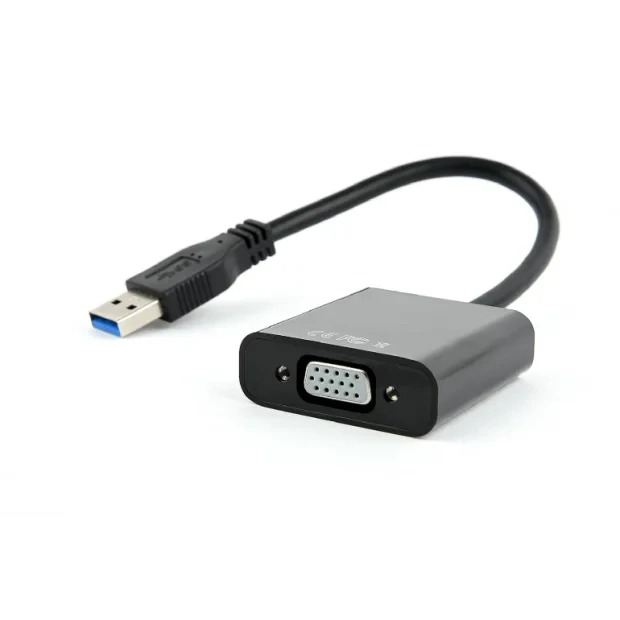 CABLU video GEMBIRD, adaptor USB 3.0 (T) la VGA (M), 15cm, rezolutie maxima Full HD 1920 x 1080 la 60Hz, negru, &quot;AB-U3M-VGAF-01&quot; (include TV 0.06 lei)