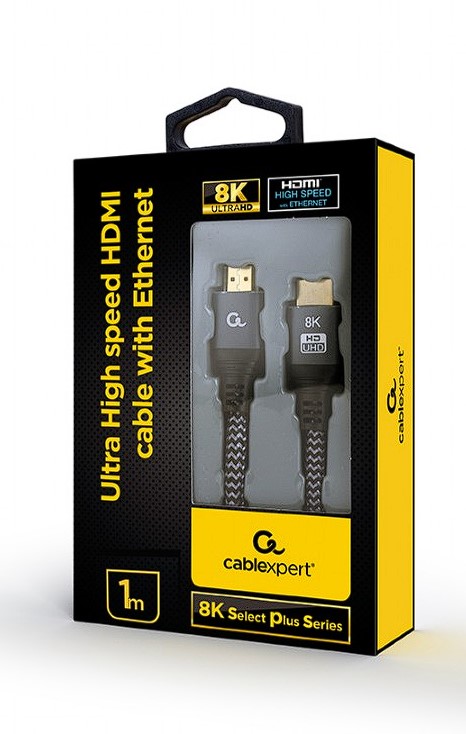 CABLU video GEMBIRD, HDMI (T) la HDMI (T), 1m, HDMI 2.1, premium, conectori auriti, rezolutie maxima 8K (7680 x 4320) la 60 Hz, 6mm diam, cupru, braided bumbac, negru, "CCB-HDMI8K-1M" (include TV 0.18lei) thumb