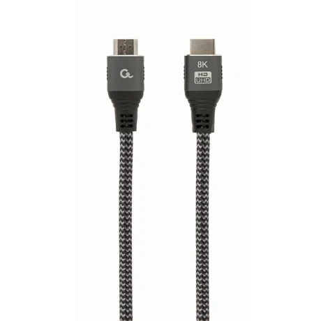 CABLU video GEMBIRD, HDMI (T) la HDMI (T), 2m, HDMI 2.1, premium, conectori auriti, rezolutie maxima 8K (7680 x 4320) la 60 Hz, 6mm diam, cupru, braided bumbac, negru, &quot;CCB-HDMI8K-2M&quot; (include TV 0.18lei)