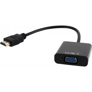 CABLU video GEMBIRD, splitter HDMI (T) la VGA (M) + Jack 3.5mm (T), 15cm, rezolutie maxima Full HD (1920 x 1080) la 60Hz, converteste semnal digital HDMI in analog VGA + cablu audio 3.5 mm jack, negru, &quot;A-HDMI-VGA-03&quot; (include TV 0.06 lei)