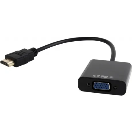 CABLU video GEMBIRD, splitter HDMI (T) la VGA (M) + Jack 3.5mm (T), 15cm, rezolutie maxima Full HD (1920 x 1080) la 60Hz, converteste semnal digital HDMI in analog VGA + cablu audio 3.5 mm jack, negru, &quot;A-HDMI-VGA-03&quot; (include TV 0.06 lei)