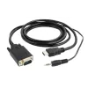 CABLU video GEMBIRD, splitter HDMI (T) la VGA (T) + Jack 3.5mm (T), 3m, rezolutie maxima 1920x1080 la 60Hz, converteste semnal digital HDMI in analog VGA + audio 3.5 mm jack, negru, &quot;A-HDMI-VGA-03-10&quot; (include TV 0.18lei)