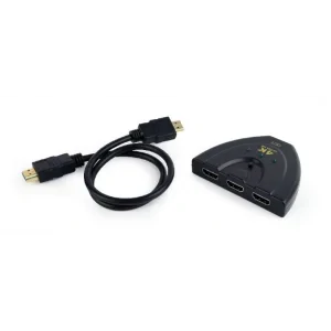 CABLU video GEMBIRD, switch 3 x HDMI (M) la HDMI (T), 0.5m, rezolutie maxima 4K UHD (3840 x 2160) la 60 Hz, conecteaza 3 dispozitive la 1 TV, indicator LED, negru, &quot;DSW-HDMI-35&quot; (include TV 0.18lei)