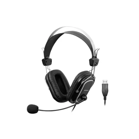 CASTI A4tech, cu fir, standard, utilizare multimedia, microfon pe brat, conectare prin USB 2.0, negru / argintiu, &quot;HU-50&quot;, (include TV 0.8lei)