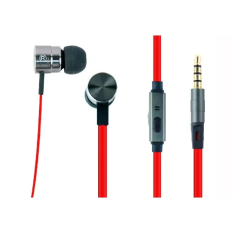 CASTI Gembird, &quot;London&quot;, cu fir, intraauriculare, pt smartphone, microfon pe fir, conectare prin Jack 3.5 mm, rosu / argintiu, &quot;MHS-EP-LHR&quot;, (include TV 0.18lei)