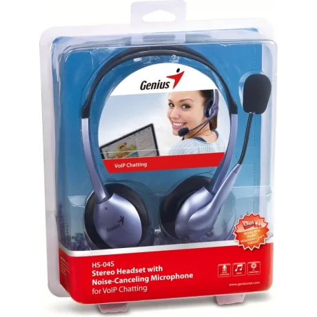 CASTI Genius, "HS-04S", cu fir, standard, utilizare multimedia, microfon pe brat, conectare prin Jack 3.5 mm x 2, negru, "31710025100", (include TV 0.8lei)