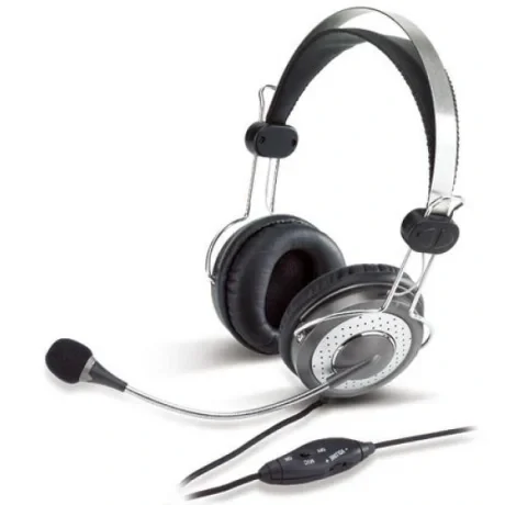 CASTI Genius, "HS-04SU", cu fir, standard, utilizare multimedia, microfon pe brat, noise canceling, conectare prin Jack 3.5 mm x 2, negru&amp;amp;argintiu, "31710045100", (include TV 0.8lei)
