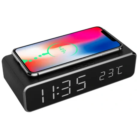 CEAS digital + ALIMENTATOR wireless GEMBIRD, display LCD ora/data/alarma/temperatura, black, &quot;DAC-WPC-01&quot; (include TV 0.8lei)