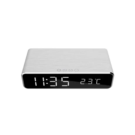 CEAS digital + ALIMENTATOR wireless GEMBIRD, display LCD ora/data/alarma/temperatura, silver, &quot;DAC-WPC-01-S&quot; (include TV 0.8lei)
