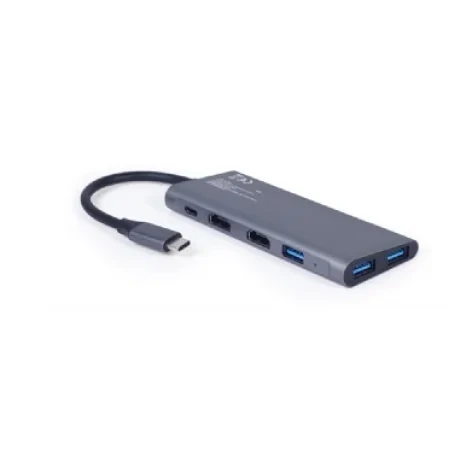 DOCKING Station Gembird universal, 3-in-1, conectare PC USB Type C, USB-C x 1, USB-A 3.1 x 3, porturi video HDMI x 2,  PD  60 W, argintiu, &quot;A-CM-COMBO3-01&quot; (include TV 0.18lei)