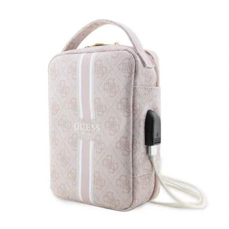 Geanta universala de calatorie Guess PU 4G Printed Stripes Pink