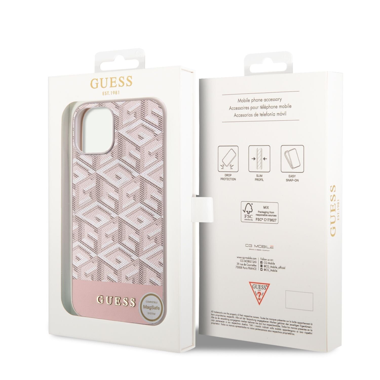 Husa Cover Guess PU G Cube MagSafe pentru iPhone 13 Pro  Max Pink thumb