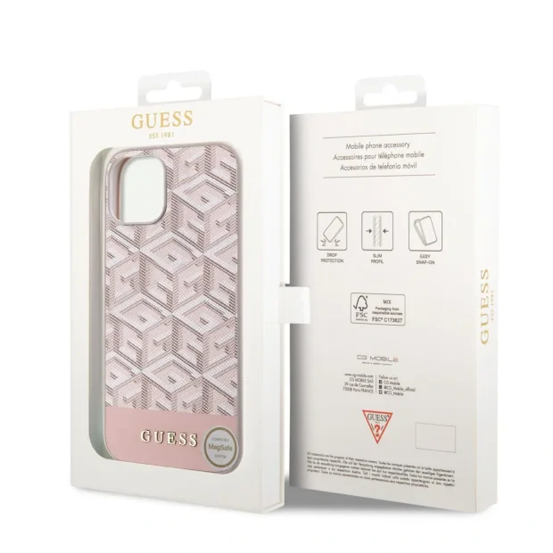 Husa Cover Guess PU G Cube MagSafe pentru iPhone 13 Pro  Max Pink