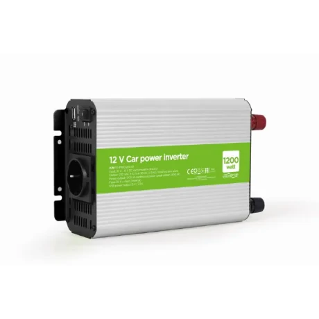 INVERTER GEMBIRD cu sinusoida simulata, Inverter auto, 1200W, Schuko x 1, USB 5V / 2.1A, baterie 10-16V, &quot;EG-PWC1200-01&quot;, (include TV 3.5lei)