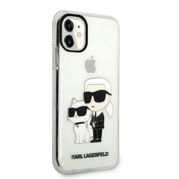 Husa Karl Lagerfeld IML Glitter Karl and Choupette NFT pentru iPhone 11 Transparent