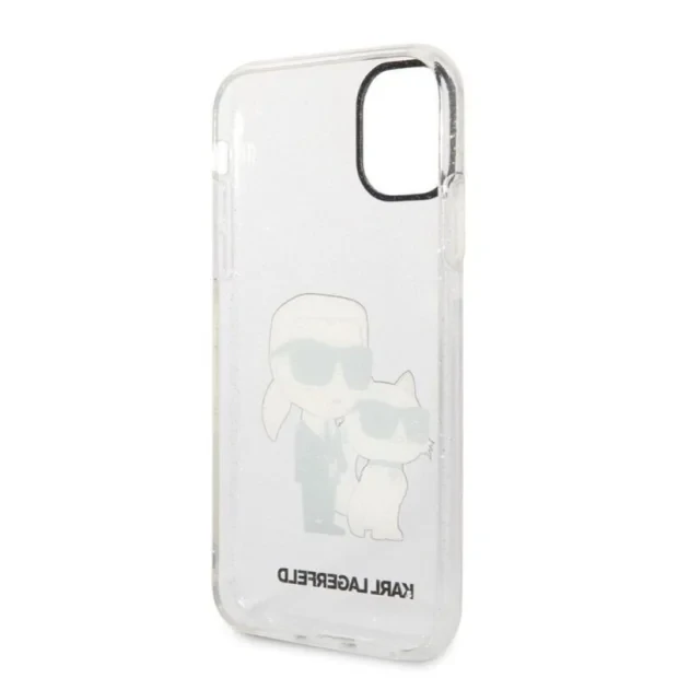 Husa Karl Lagerfeld IML Glitter Karl and Choupette NFT pentru iPhone 11 Transparent