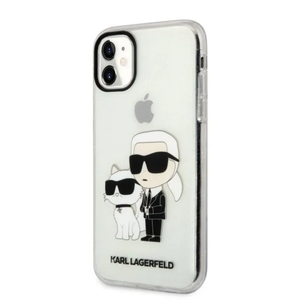 Husa Karl Lagerfeld IML Glitter Karl and Choupette NFT pentru iPhone 11 Transparent