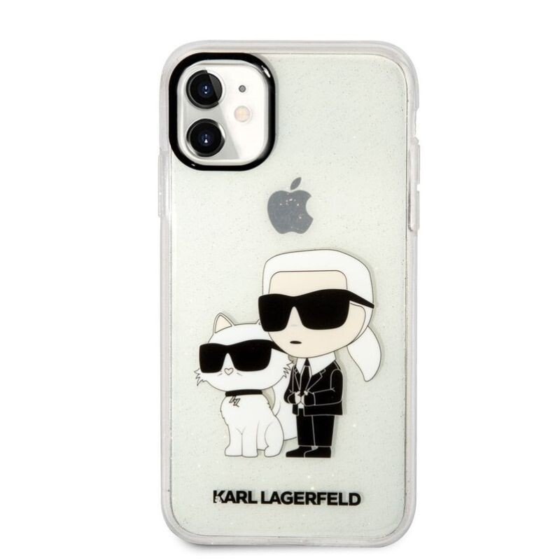 Husa Karl Lagerfeld IML Glitter Karl and Choupette NFT pentru iPhone 11 Transparent thumb