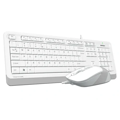 Kit TASTATURA si Mouse A4TECH, &quot;Fstyler FM10+FK10&quot;, wired, 104 taste format standard, mouse 1600dpi, 4/1 butoane, alb, &quot;F1010-W&quot; (include TV 0.8lei)