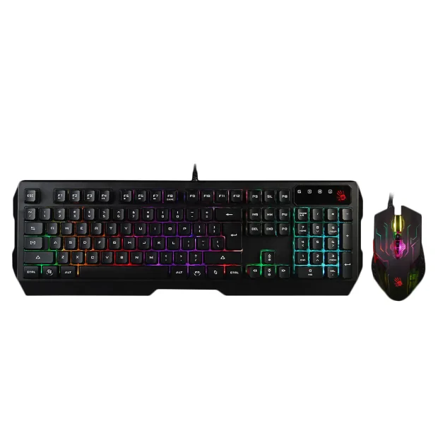 Kit TASTATURA si Mouse A4TECH - gaming, &quot;Bloody gaming&quot;, cu fir 1.8m, 104 taste format standard, mouse 3200dpi, 7/1 butoane, negru, &quot;Q1300&quot; (include TV 0.8lei)