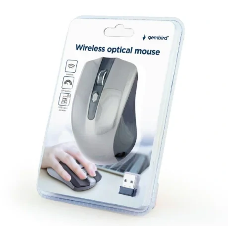 MOUSE GEMBIRD, PC sau NB, wireless, 2.4GHz, optic, 1600 dpi, butoane/scroll 4/1, , negru / gri, "MUSW-4B-04-BG" (include TV 0.18lei)