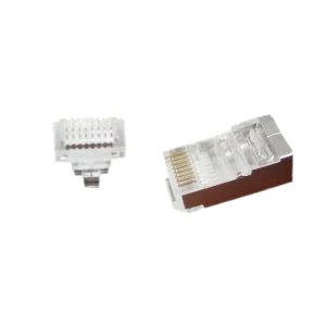 MUFA RJ-45 GEMBIRD pt. cablu FTP, Cat5e, RJ-45 (T) | RJ-45 (T) tip pass-through, ecranat, plastic cu metal, 10 buc, &quot;LC-PTF-01/10&quot;