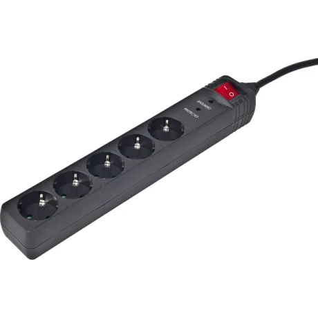 PRELUNGITOR GEMBIRD, Schuko x 5, conectare prin Schuko (T), cablu 1.5 m, 16 A, protectie supratensiune, protectie copii, negru, &quot;SPG5-C-5&quot; (include TV 0.8lei)