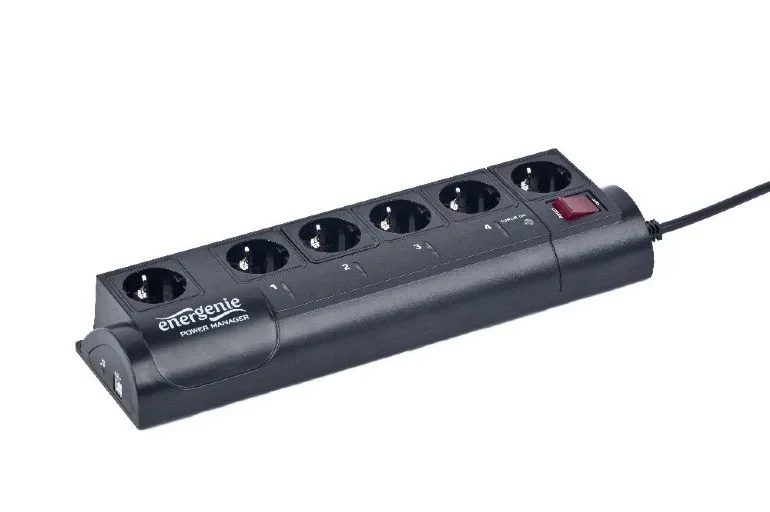 PRELUNGITOR inteligent GEMBIRD, Schuko x 6, conectare prin Schuko (T), cablu 1.5 m, 10 A, protectie supratensiune, protectie copii, negru, &quot;EG-PMS2&quot; (include TV 0.8lei)