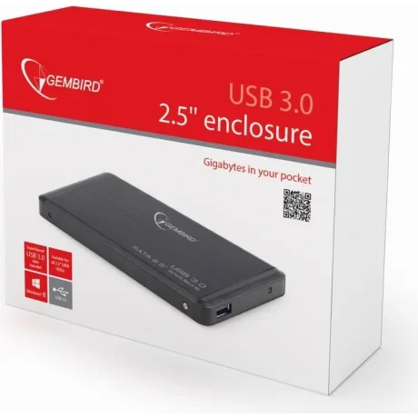 RACK extern GEMBIRD, pt HDD/SSD, 2.5 inch, S-ATA, interfata PC USB 3.0, aluminiu, negru, &quot;EE2-U3S-2&quot; (include TV 0.8lei)