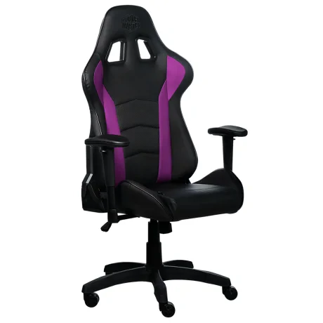 SCAUN GAMING COOLER MASTER Caliber R1, black &amp; purple, material premium, imitatie piele, respirabil, spate &amp; brate ajustabile, greutate max. 150kg, dimensiuni 72*52*128~136 &quot;CMI-GCR1-2018&quot;