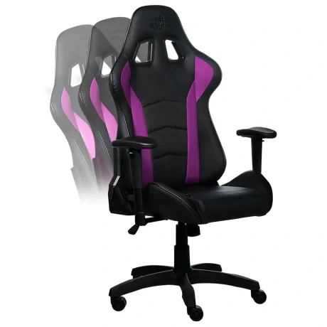 SCAUN GAMING COOLER MASTER Caliber R1, black &amp; purple, material premium, imitatie piele, respirabil, spate &amp; brate ajustabile, greutate max. 150kg, dimensiuni 72*52*128~136 &quot;CMI-GCR1-2018&quot;