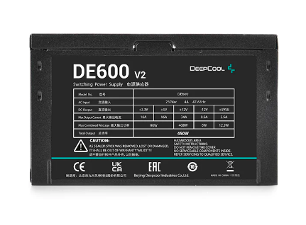 SURSA DEEPCOOL DE600 V2, 450W(real), fan 120mm, PWM CircuitShield, protectii OVP/UVP/SCP/OPP, 1x PCI-E (6+2), 4x S-ATA, (include TV 1.75lei), "DP-DE600US-PH" thumb