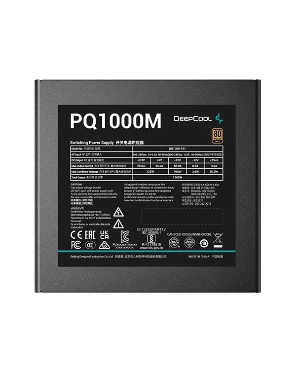 SURSA DEEPCOOL PQ1000M, 1000W(real), modulara, fan 120mm, PWM 80 Plus Gold, 87~90% eficienta, 3x PCI-E (6+2), 10x S-ATA, (include TV 1.75lei), "R-PQA00M-FA0B-EU" thumb