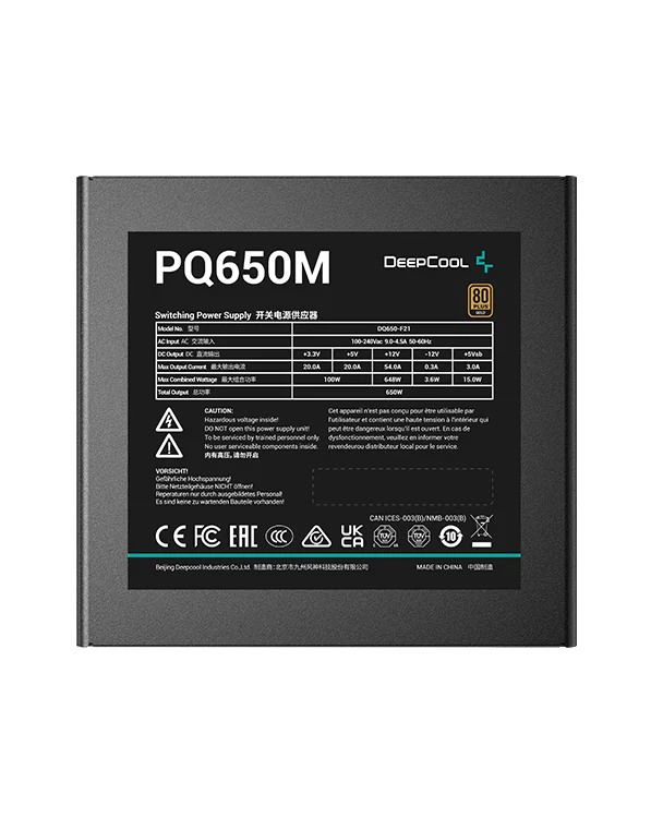 SURSA DEEPCOOL PQ650M, 650W(real), modulara, fan 120mm, PWM 80 Plus Gold, 87~90% eficienta, 3x PCI-E (6+2), 8x S-ATA, (include TV 1.75lei), "R-PQ650M-FA0B-EU" thumb