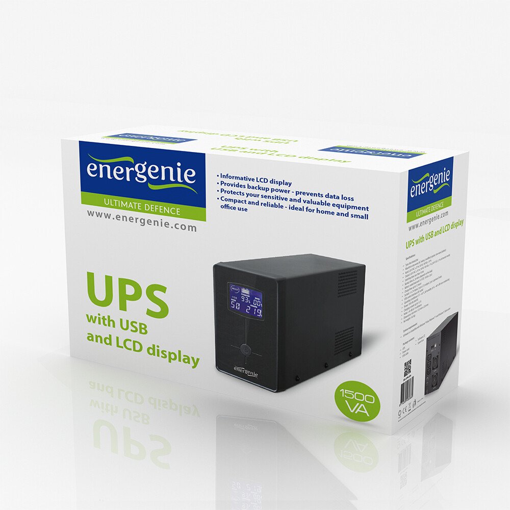 UPS GEMBIRD, Line Int. cu management, mini tower, 2000VA/1200W, AVR, IEC x 3/ Schuko x 2, 2 x baterie 12V/9Ah, display LCD, back-up 1 - 10 min., "EG-UPS-035", (include TV 10lei) thumb