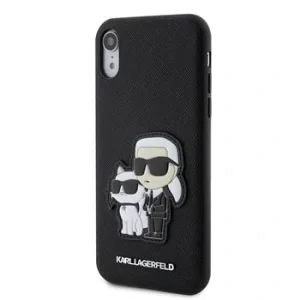 Husa din spate Karl Lagerfeld PU Saffiano Karl si Choupette NFT pentru iPhone XR Negru