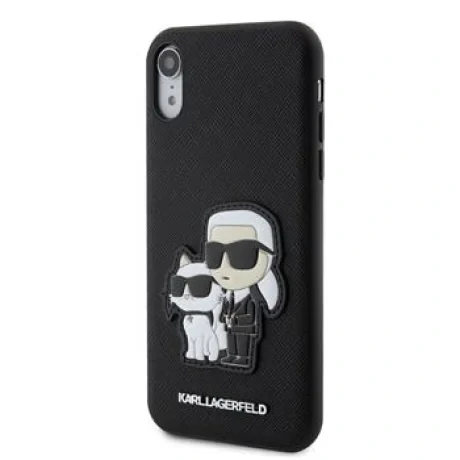 Husa Karl Lagerfeld PU Saffiano Karl si Choupette NFT pentru iPhone XR Negru
