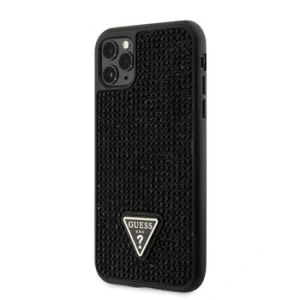 Husa Guess Rhinestones Triangle Metal Logo pentru iPhone 11 Pro Negru