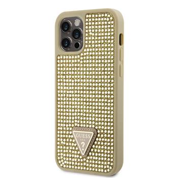 Husa Guess Rhinestones Triangle Metal Logo pentru iPhone 12/12 Pro Gold thumb