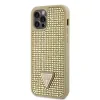 Husa Guess Rhinestones Triangle Metal Logo pentru iPhone 12/12 Pro Gold