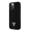 Husa Guess Rhinestones Triangle Metal Logo pentru iPhone 12/12 Pro Negru