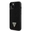 Husa Guess Rhinestones Triangle Metal Logo pentru iPhone 14 Negru