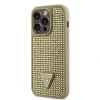 Husa Guess Rhinestones Triangle Metal Logo pentru iPhone 14 Pro Gold