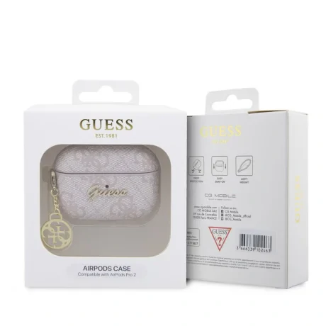 Husa Guess 4G Script Heart PC/PU pentru Airpods Pro 2 Pink
