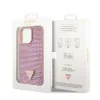 Husa Guess Rhinestones Triangle Metal Logo pentru iPhone 14 Pro Pink