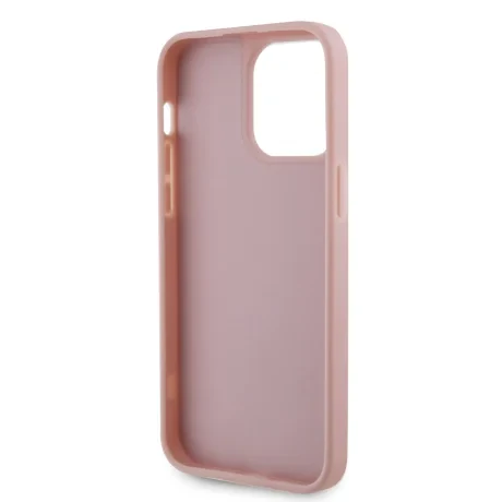 Husa Guess Rhinestones Triangle Metal Logo pentru iPhone 14 Pro Pink